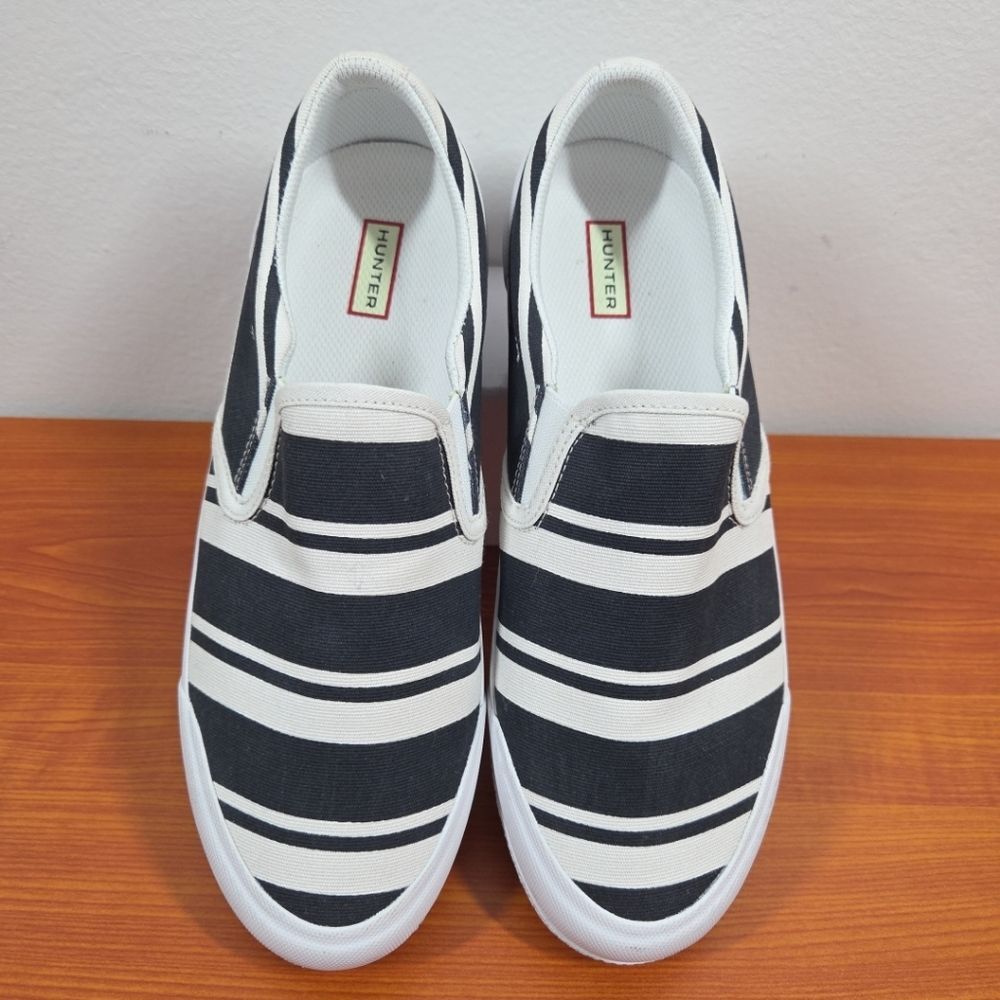 New Hunter Garden Plimsoll Sneaker Stripe Slip On Deck Shoes 8 Water Resistant